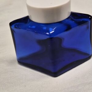 Cobalt Blue Glass Jar with White Lid
